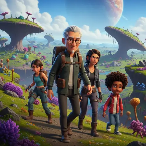 Magical Adventure on a Distant Planet with Colorful Characters