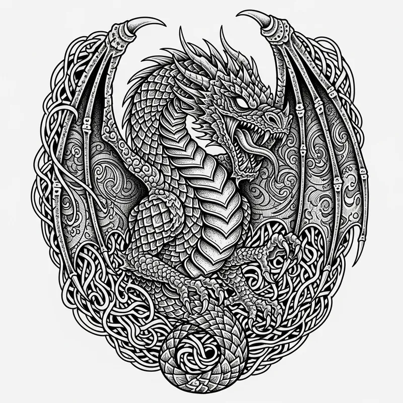 Majestic Blackwork Dragon | Intensely Intricate Design