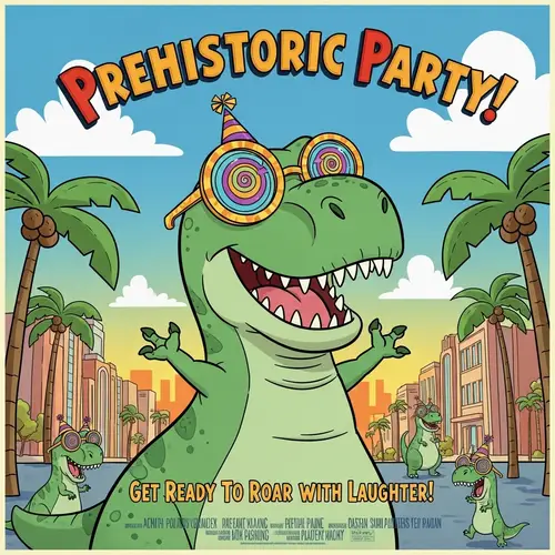 Whimsical T-Rex Movie Poster | Simpsons Style