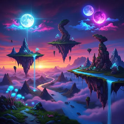 Surreal Landscape Art: Rivers, Mountains, Moons & Mysticism