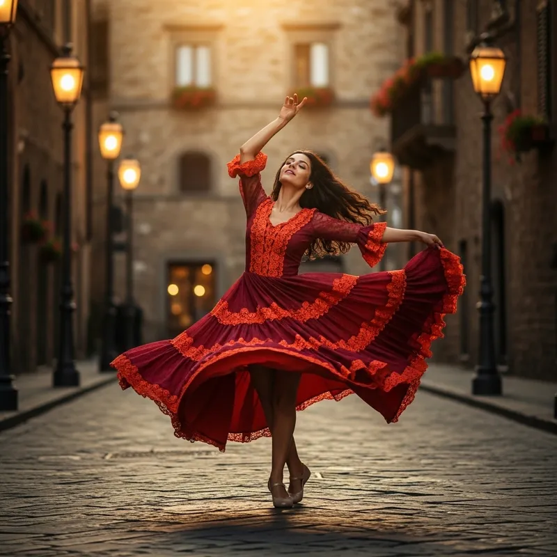 Elegant Italian Woman Dancing Beautifully