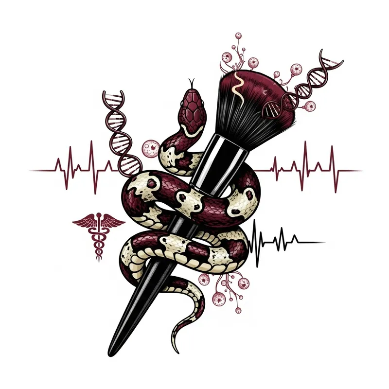 Vibrant Snake & Makeup Brush Logo - Surreal Medical Design