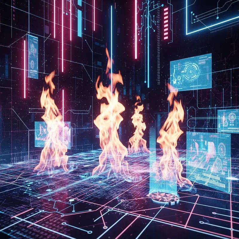 Hi-Tech Background with Neon Flames Hi-Tech Background with Neon Flames