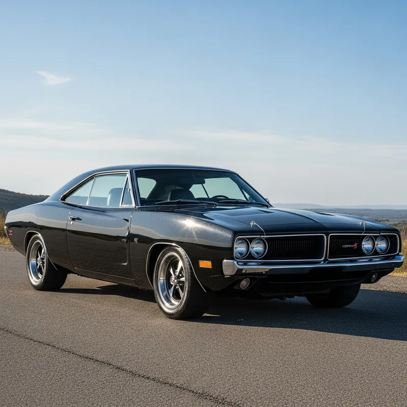 Sleek Black Dodge Charger: Iconic American Muscle Car