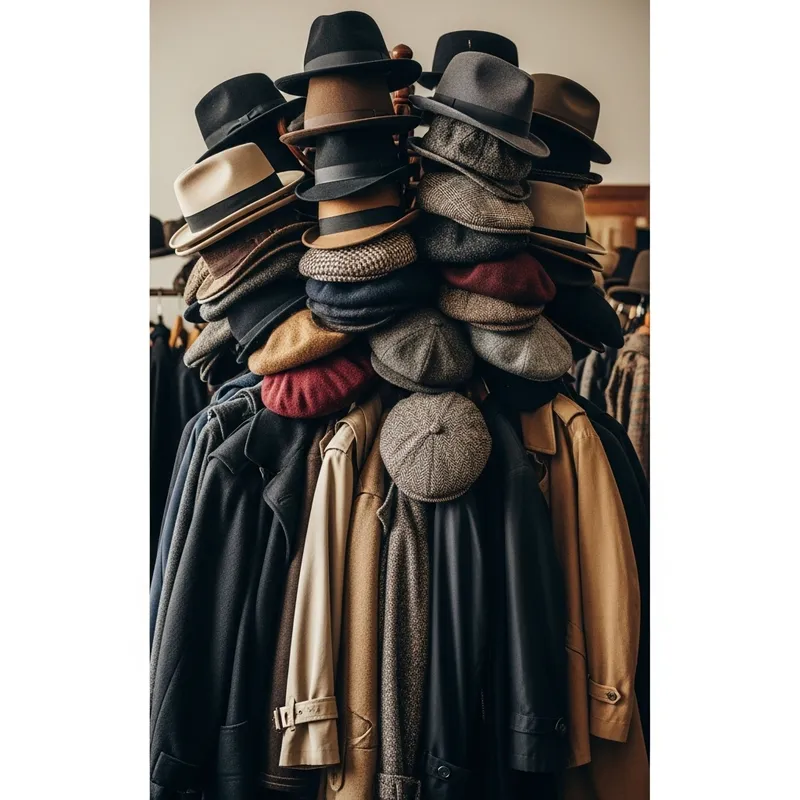 Vintage Hat Stand Overflowing with Coats and Hats