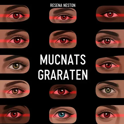 Captivating Book Cover Illustration with Diverse Eyes Entranced by Red Light