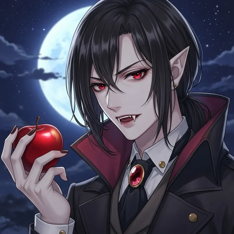 Dramatic Teenage Vampire Boy | Charming Anime Illustration