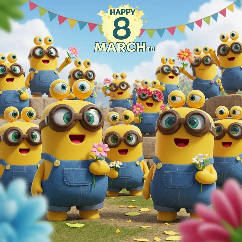 Cheerful Minions Celebrate International Women's Day