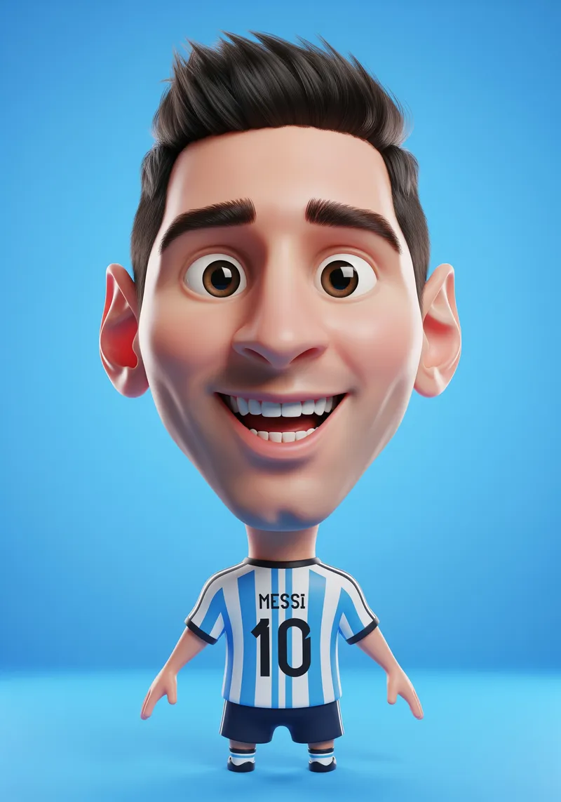 Stylized 3D Caricature of Lionel Messi
