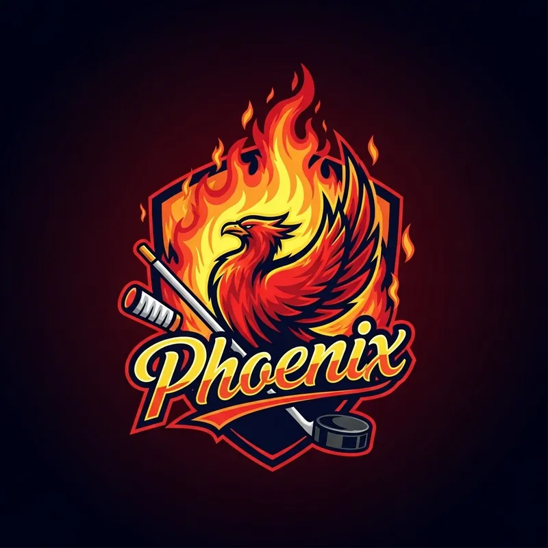 Fiery Phoenix Hockey Team Emblem Design Fiery Phoenix Hockey Team Emblem Design