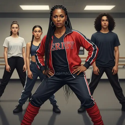 Hyper-Realistic Portrait of African American Dance Teacher and Students
