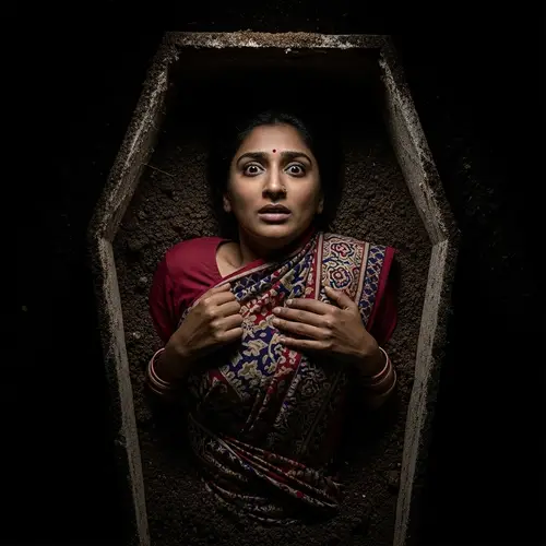 Eerie Awakening: A Chilling Coffin Scene