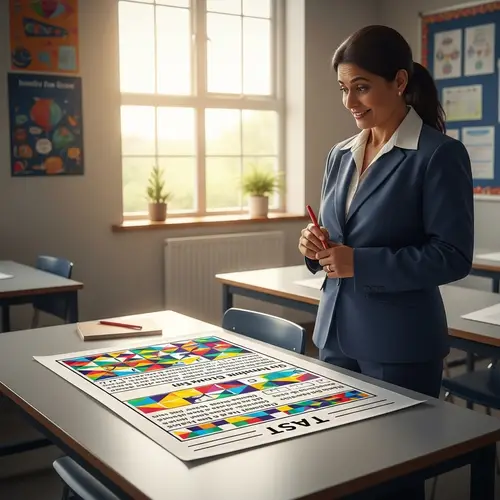 Amusing Test Exam with Geometric Patterns and Vivid Colors