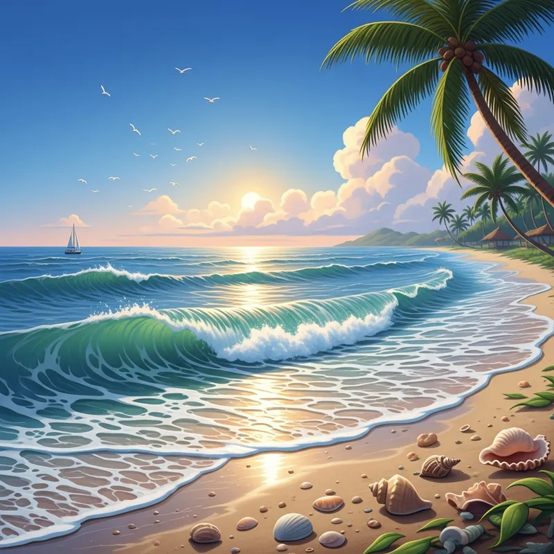 Tranquil Ocean Scene | Sandy Beach View