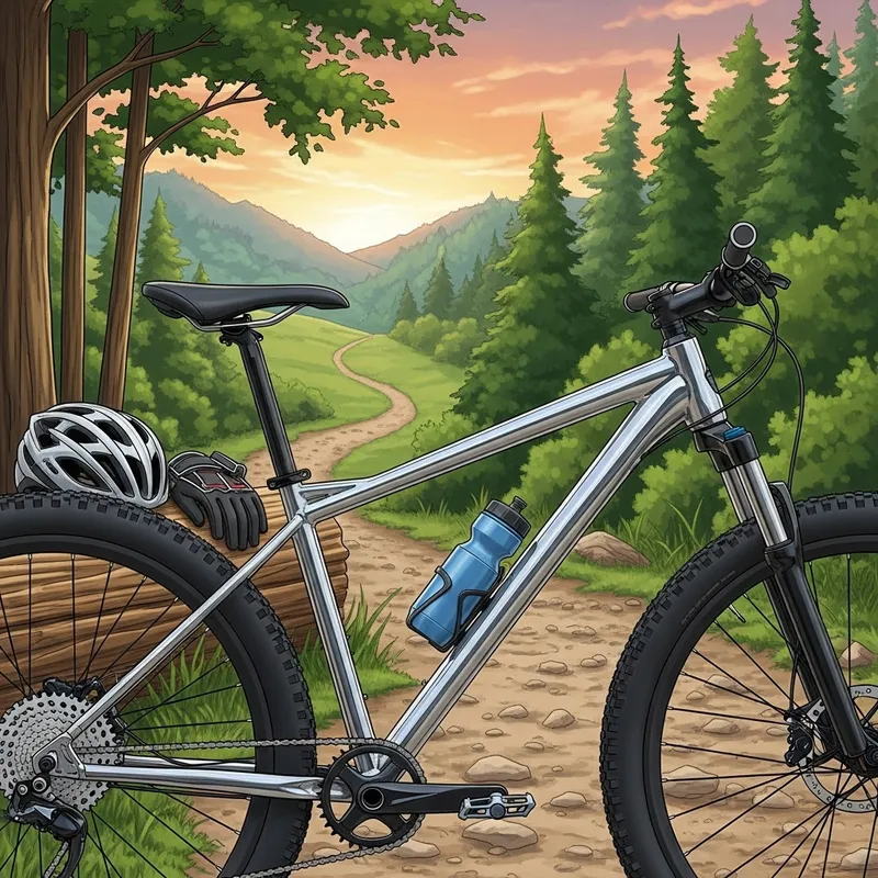 Sleek Mountain Bike Illustration | Bike Trail Scene