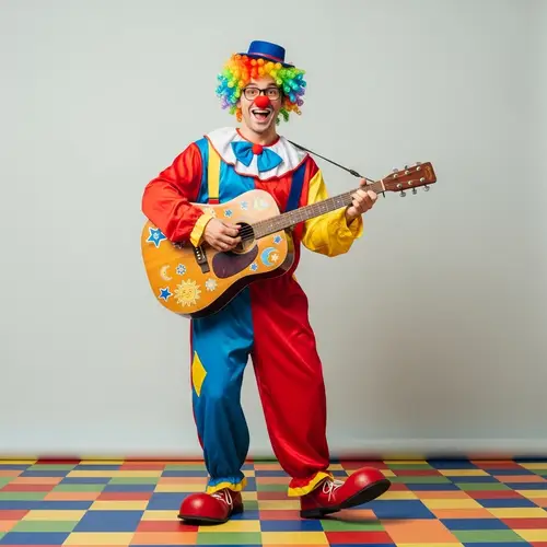 Colorful Clown Guitarist - Joyful Performance