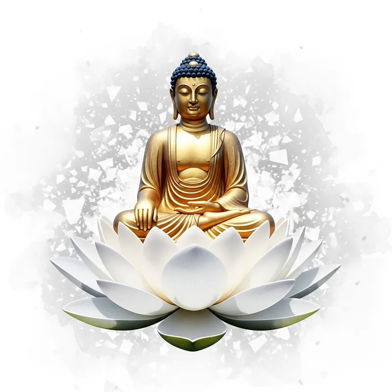 Buddha on White Lotus with Watercolor Energy | Serene Artwork