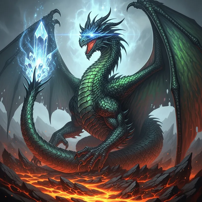 Mystical Dragon: Emerald Scales & Crystal Tail
