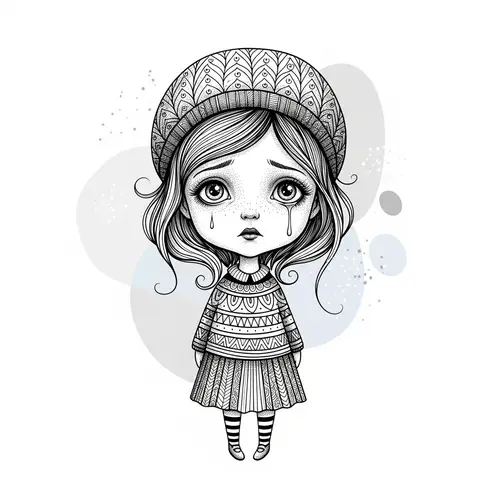 Scandi Style Illustration: Melancholy Girl with Enchantment