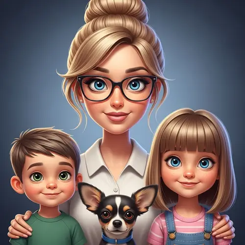 Adorable 3D-Style Family Drawing | Animation Studio Art