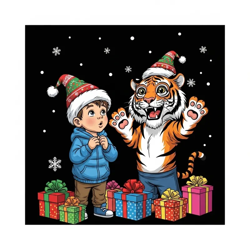 Calvin and Hobbes Christmas Vector Illustration for T-Shirt Print Calvin and Hobbes Christmas Vector Illustration for T-Shirt Print
