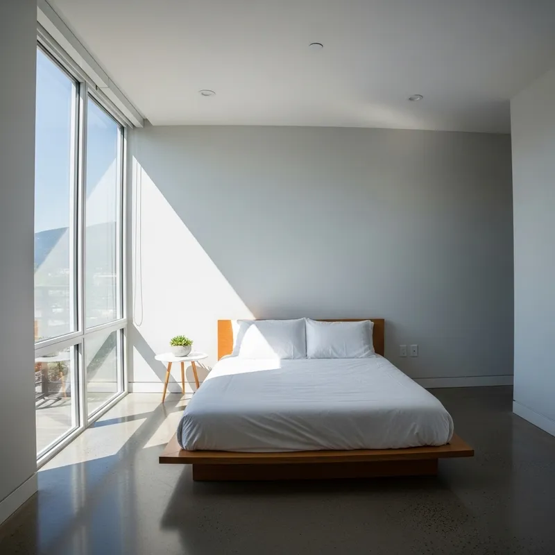 Contemporary Bedroom Design with White Bedclothes and Natural Lighting Contemporary Bedroom Design with White Bedclothes and Natural Lighting