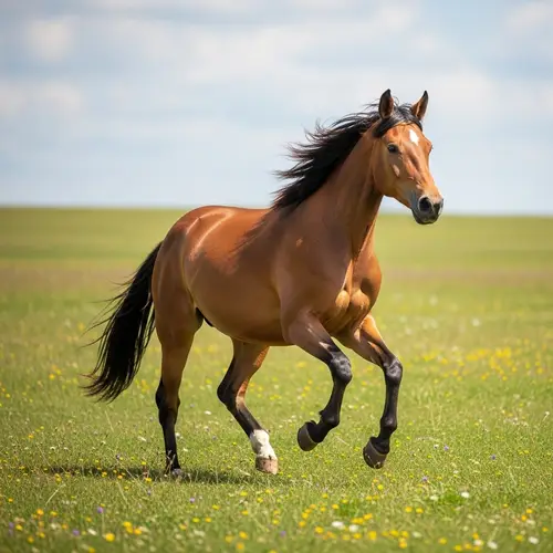 Grace and Strength: Majestic Horse Running in Verdant Meadow