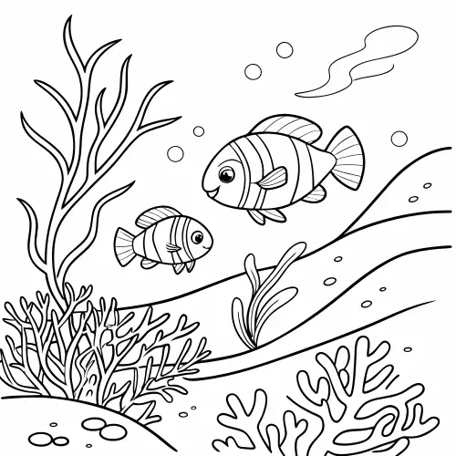 Underwater Scene Coloring Page for Kids
