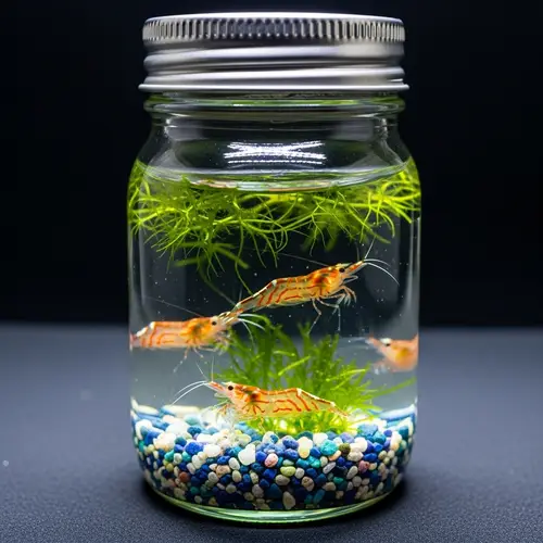 Orange-Pink Shrimps in Clear Saltwater Jar