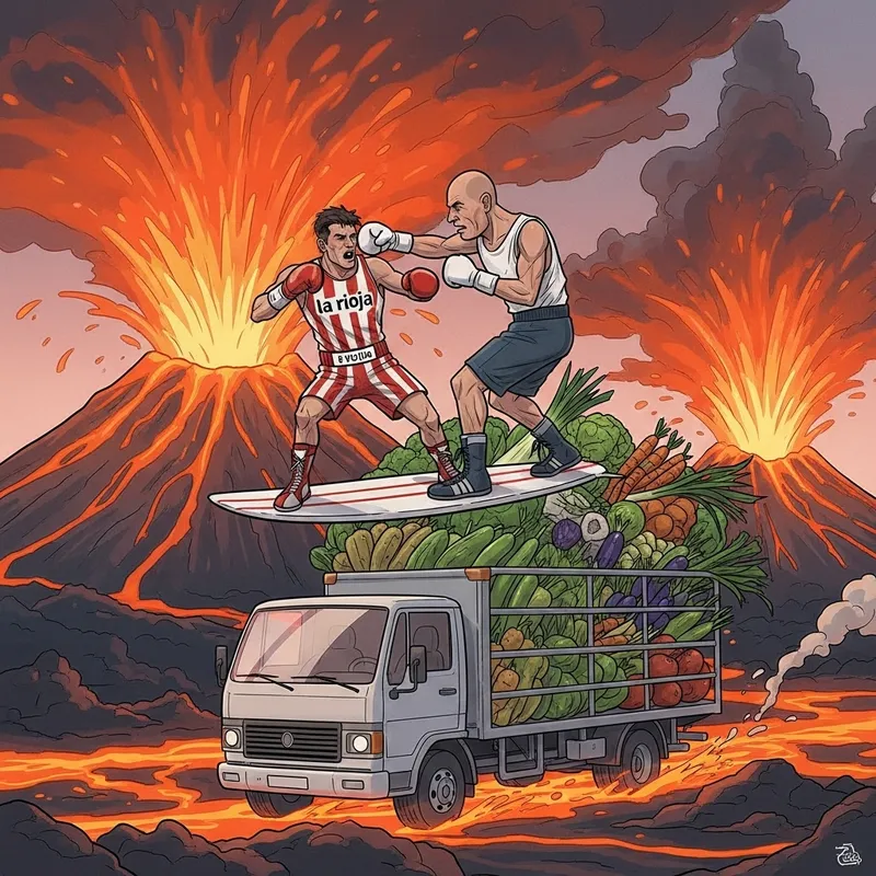 Unique Boxer Surfs on Vegetable Truck in Active Volcano Unique Boxer Surfs on Vegetable Truck in Active Volcano