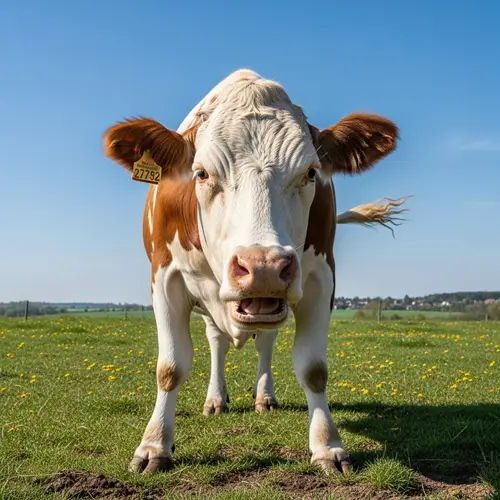 Angry Cow Displaying Signs of Aggression