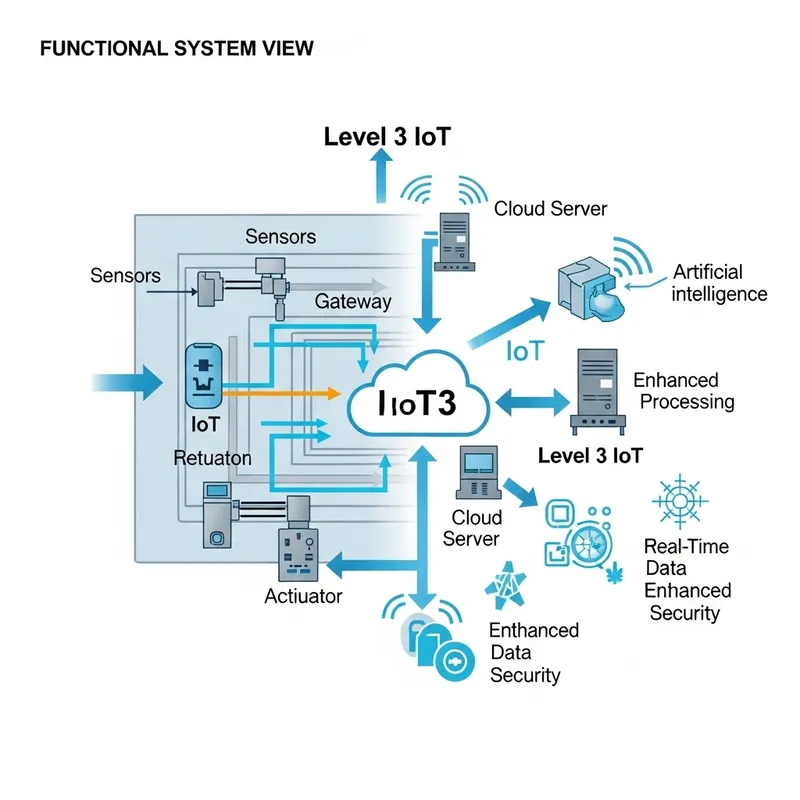 Functional View of IoT Level 3 Specifications Combined with Vector Illustration