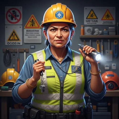 Safety Officer at Work | Dedicated South Asian Woman in Action