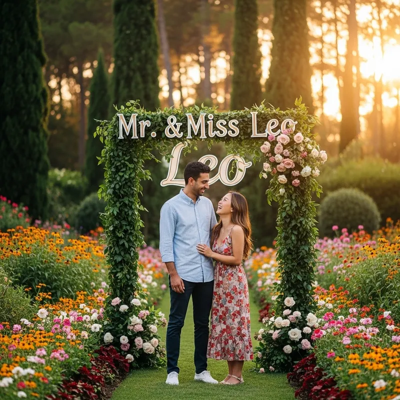 Enchanting Moment of Love in Blooming Garden