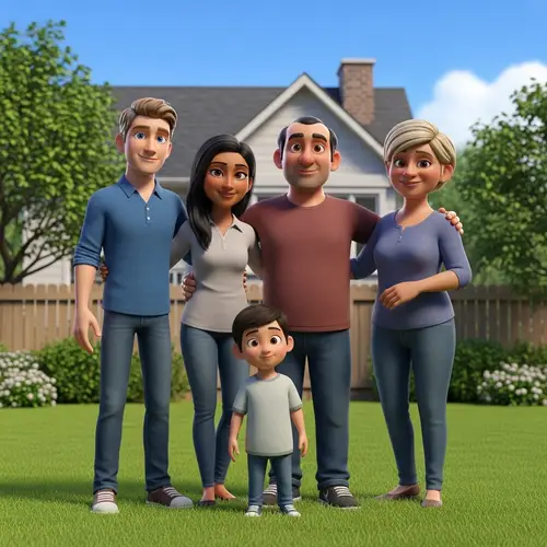 Cheerful Family Photo in 3D Animation Style | Brotherly Love Captured