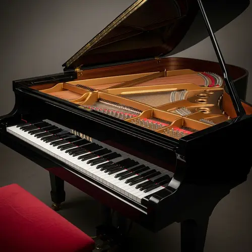 Grand Piano - Detailed View of Elegant Ebony Instrument