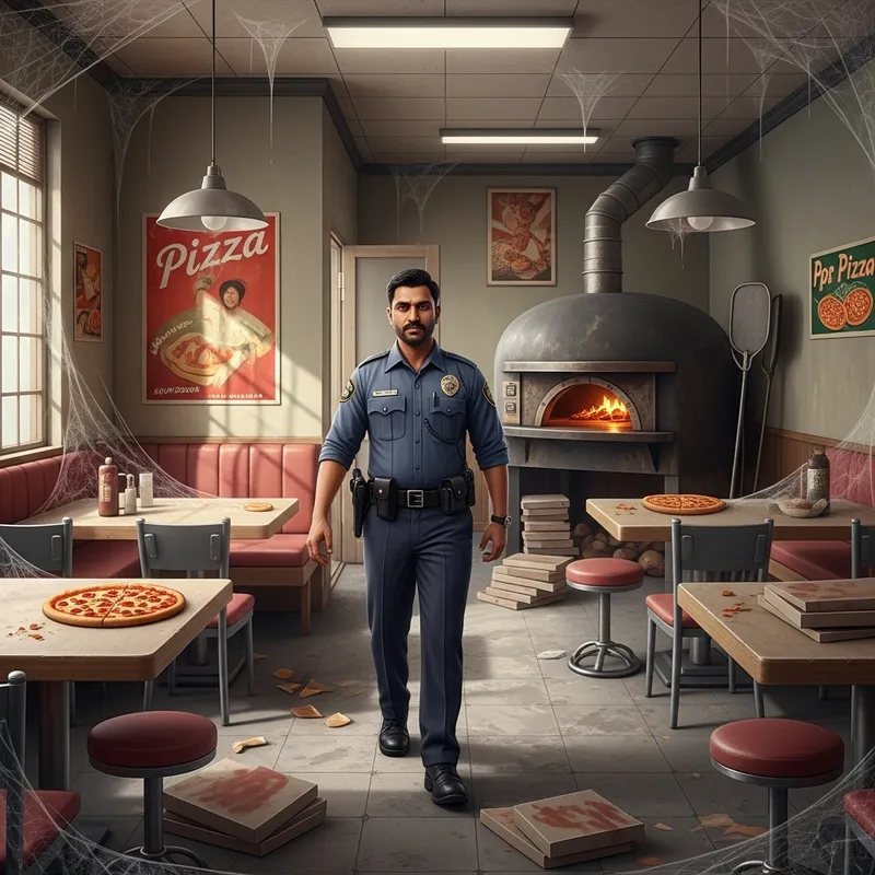 Brave Security Guard in Abandoned Pizzeria