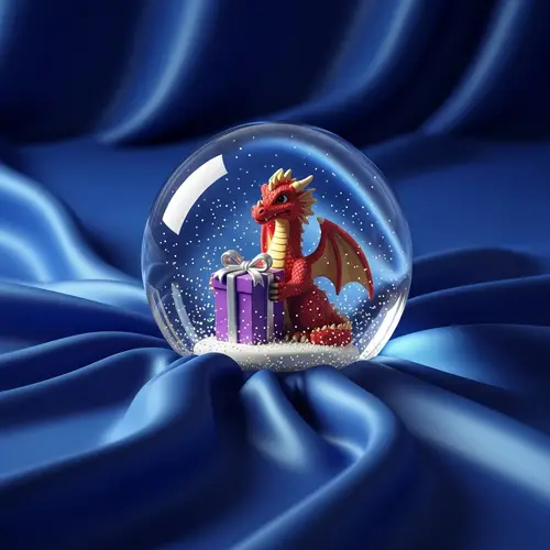 Elegant Dragon Snow Globe with Purple Gift Box | Sparkling Design