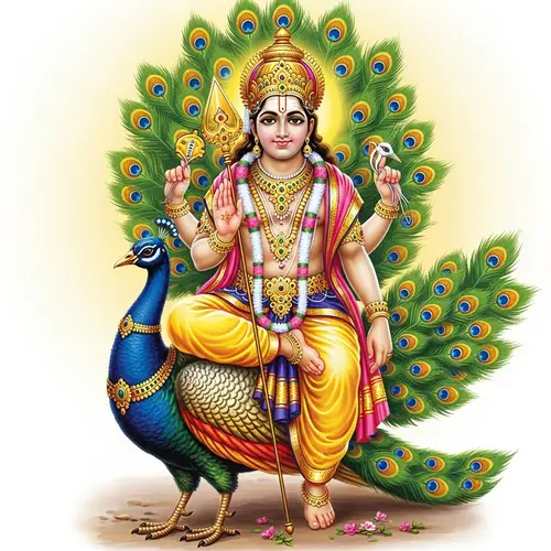 Lord Subramanya on Peacock: Divine Image of Blessing and Strength