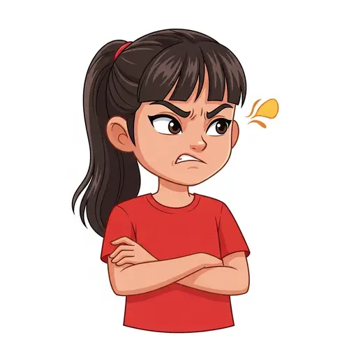 Expressive Asian Girl Showing Signs of Anger