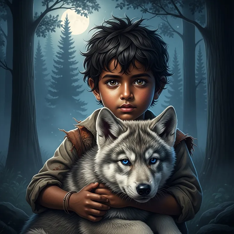 Enchanting Wolf Boy - A Tale of Wild and Domestic Harmony