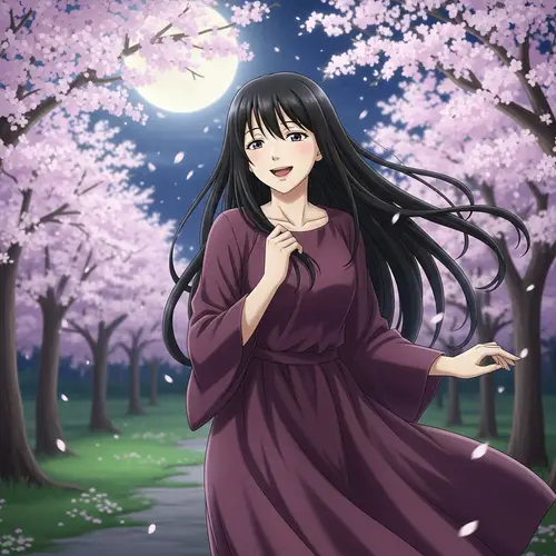Elegant Kaguya | Anime Character Portrait with Moonlit Garden