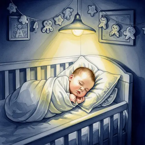 Tranquil Watercolor Nursery Scene with Sleeping Baby