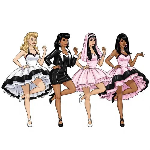 Rock 'n' Roll Inspired Female Dancers Illustration