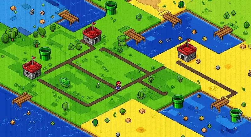 Pixelated Level Selector Map Inspired by Mario