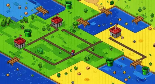 Pixelated Level Selector Map Inspired by Mario