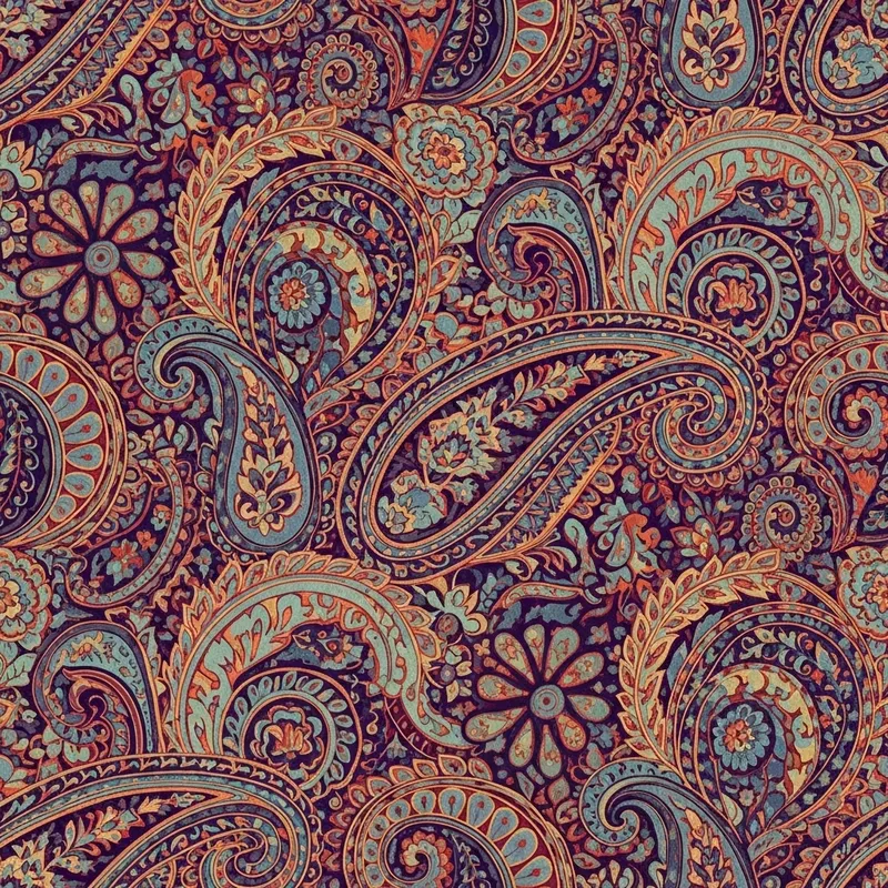 Vibrant Paisley Floral Motif with Persian Carpet Inspiration