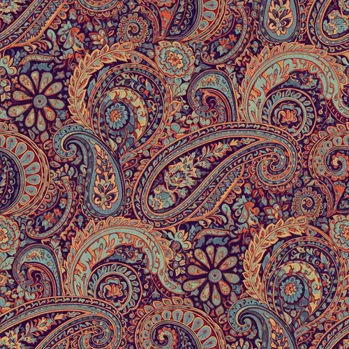 Luxurious Paisley Floral Pattern with Jewel Tones