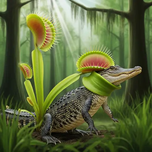 Carnivorous Venus Flytrap Plant Eating Alligator