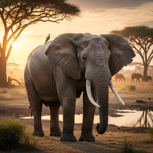 Majestic Elephant in African Savannah | Wildlife Harmony